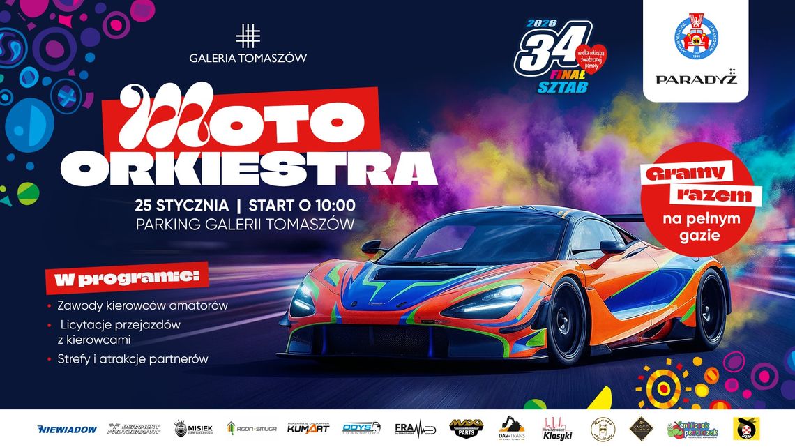 Dołącz do MOTOORKIESTRY dla WOŚP na parkingu Galerii Tomaszów!