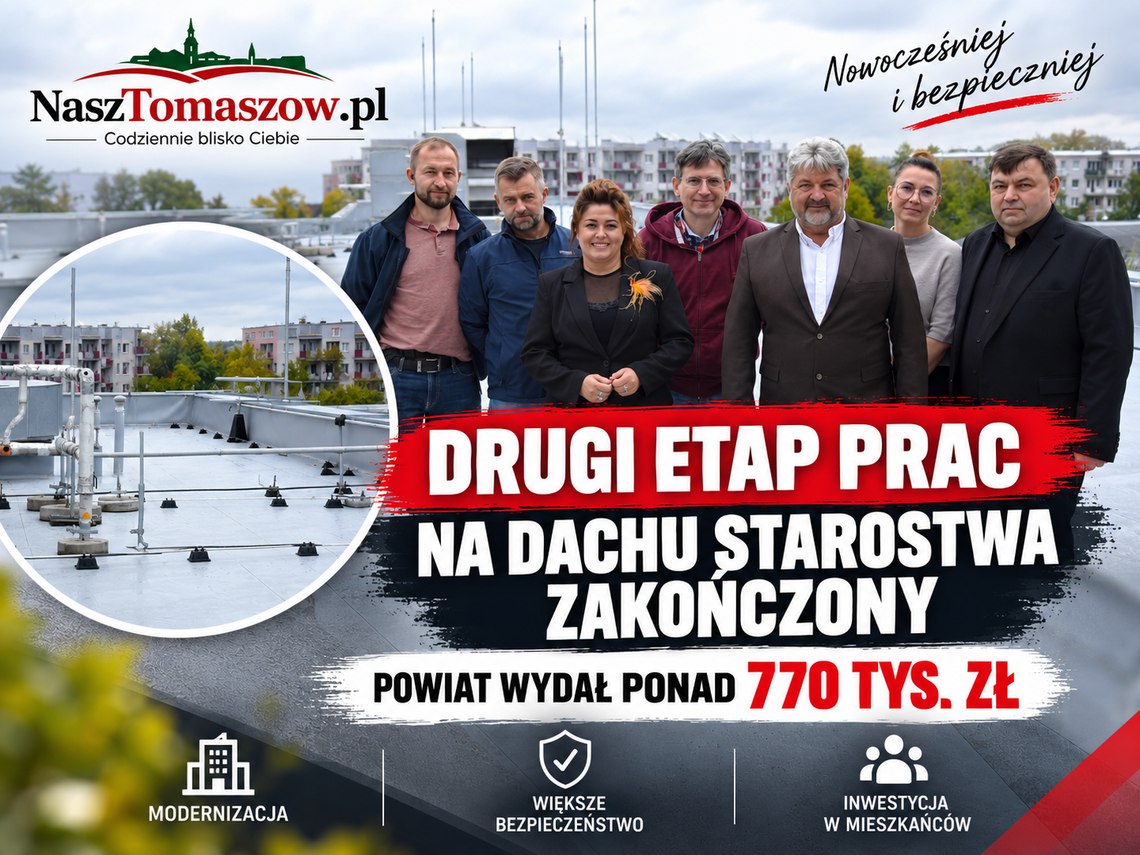 Drugi etap prac na dachu starostwa zakończony. Powiat wydał ponad 770 tys. zł Drugi etap prac na dachu starostwa zakończony. Powiat wydał ponad 770 tys. zł