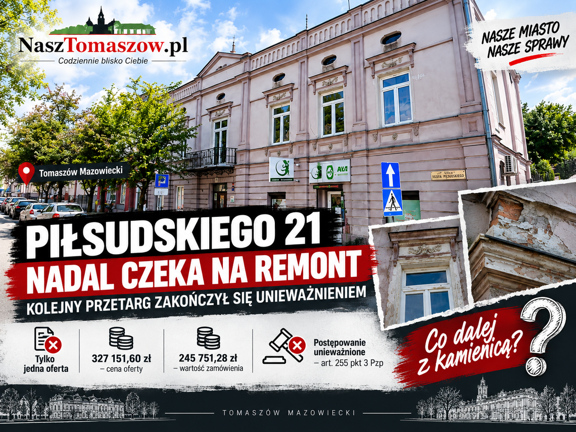 Dwa przetargi, ta sama cena i wciąż bez remontu. Co dalej z Piłsudskiego 21?