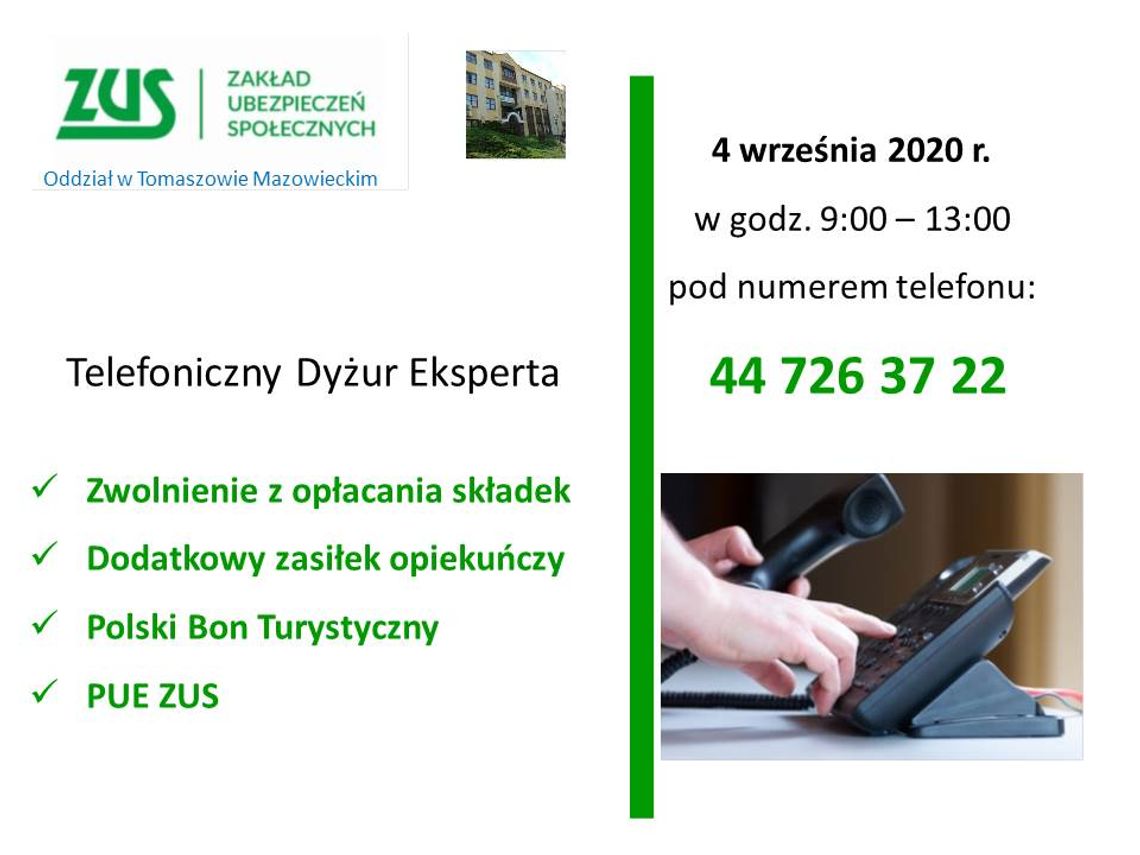 Dyżur telefoniczny ekspertów ZUS