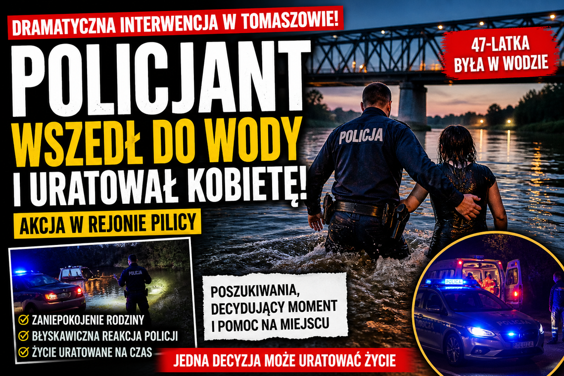 Dzielnicowi uratowali kobietę nad Pilicą. Decydujące były minuty