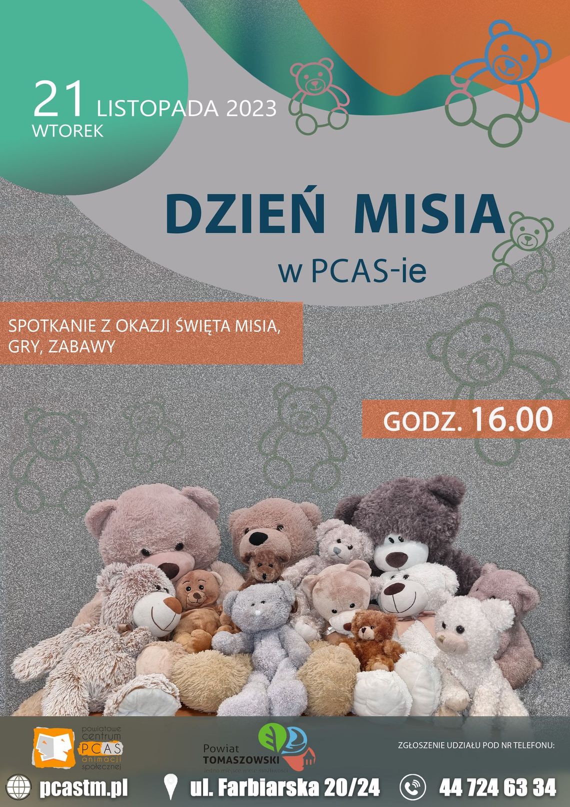 „Dzień Misia” odbędzie się w Powiatowym Centrum Animacji Społecznej.