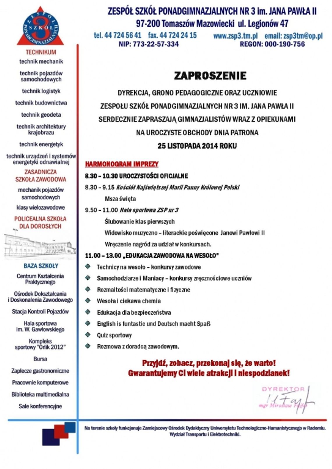 Dzień Patrona w Samochodówce Dzień Patrona w Samochodówce