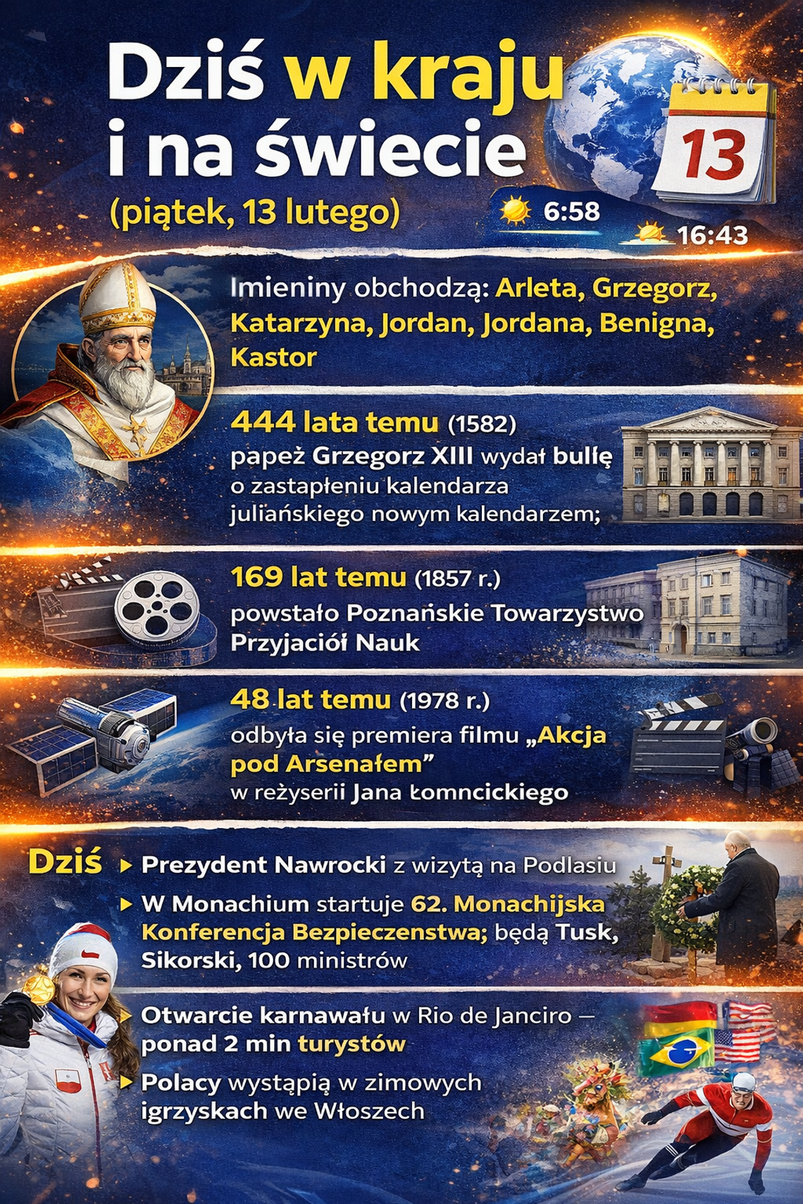 Dziś w kraju i na świecie (piątek, 13 lutego) Dziś w kraju i na świecie (piątek, 13 lutego)