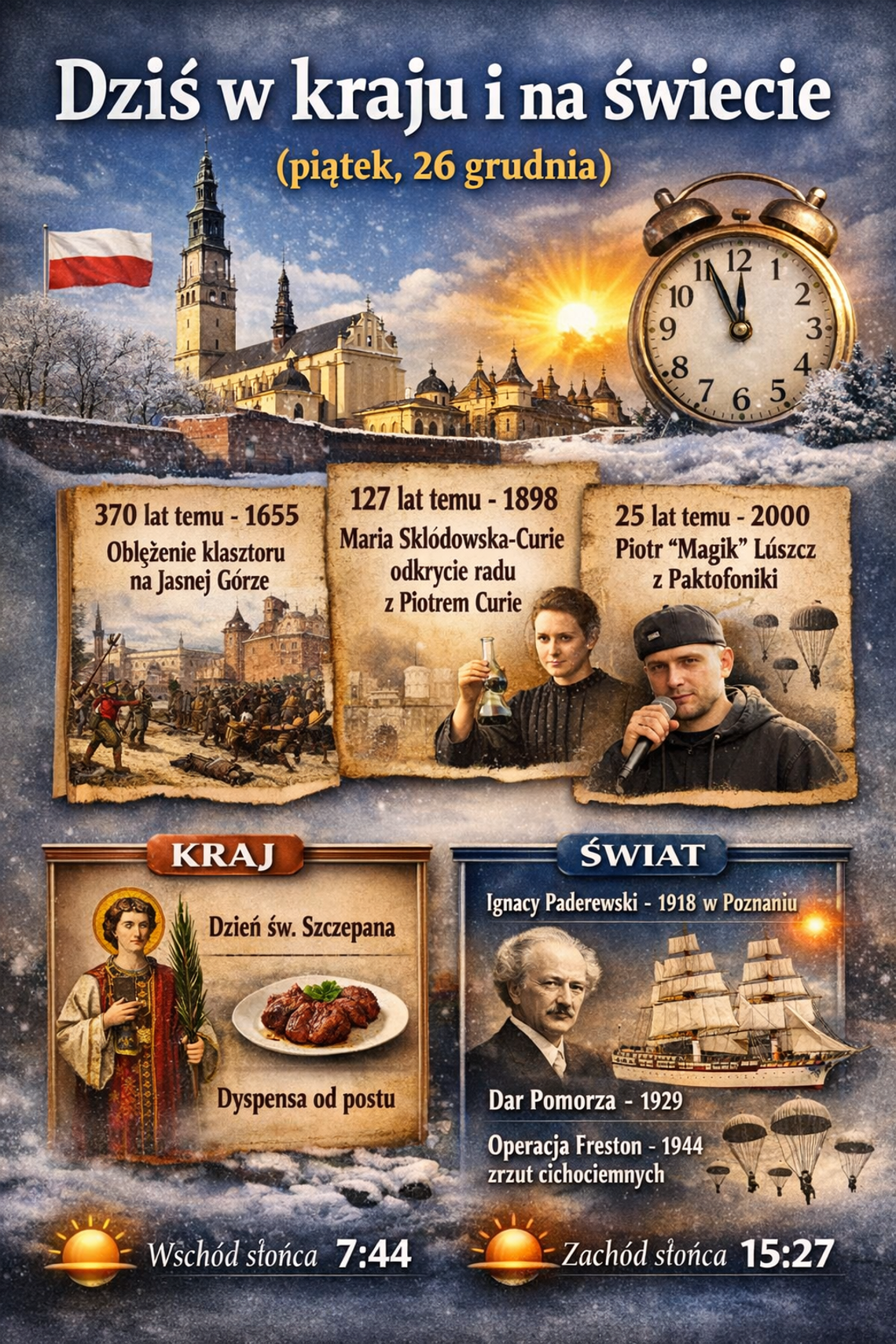 Dziś w kraju i na świecie (piątek, 26 grudnia)