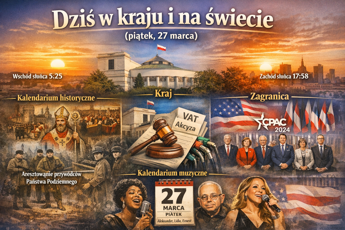Dziś w kraju i na świecie (piątek, 27 marca) Dziś w kraju i na świecie (piątek, 27 marca)