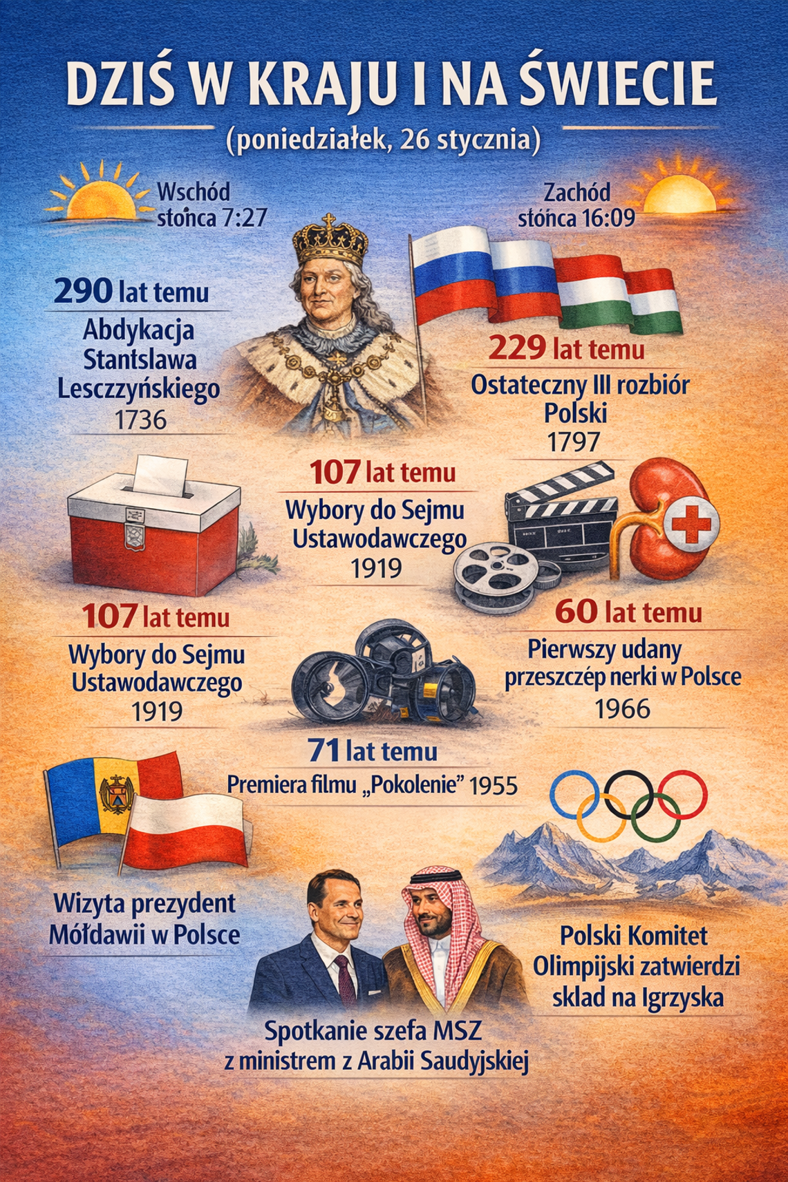 Dziś w kraju i na świecie (poniedziałek, 26 stycznia)