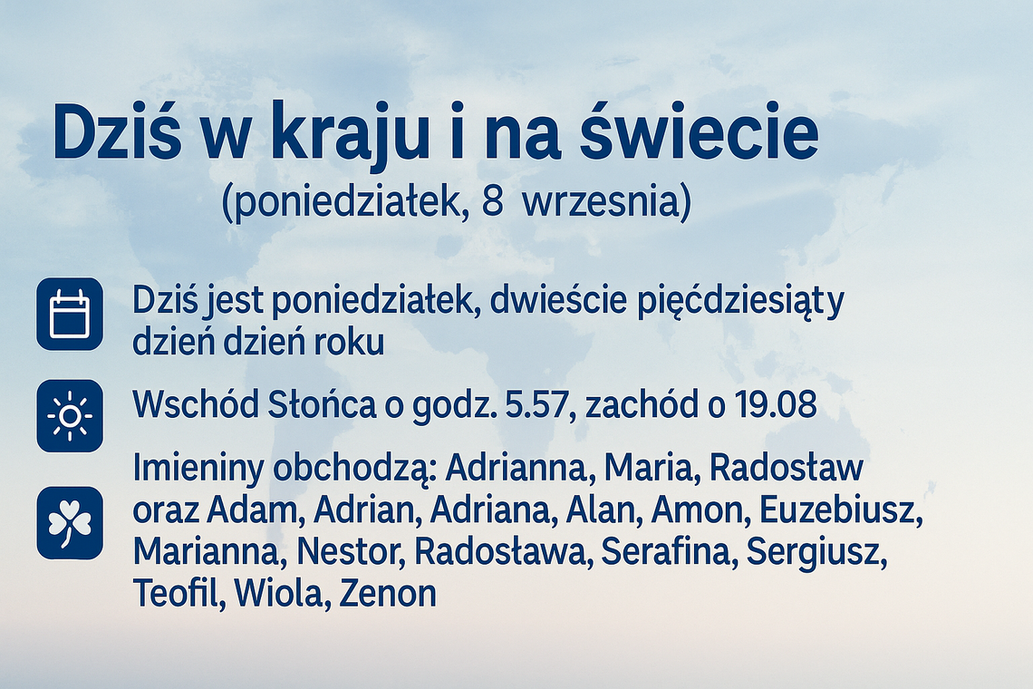Dziś w kraju i na świecie (poniedziałek, 8 września)