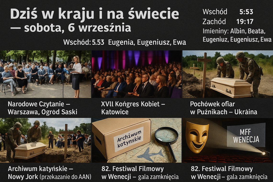 Dziś w kraju i na świecie (sobota, 6 września)