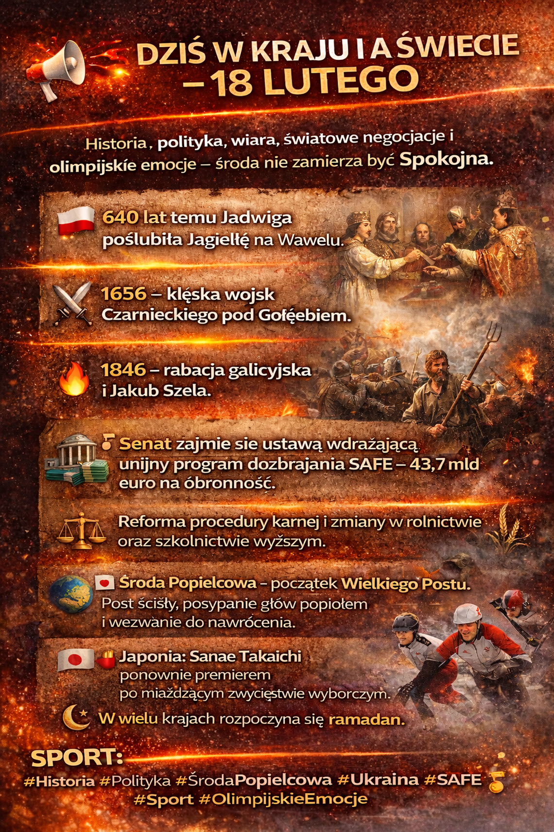 Dziś w kraju i na świecie (środa, 18 lutego) Dziś w kraju i na świecie (środa, 18 lutego)