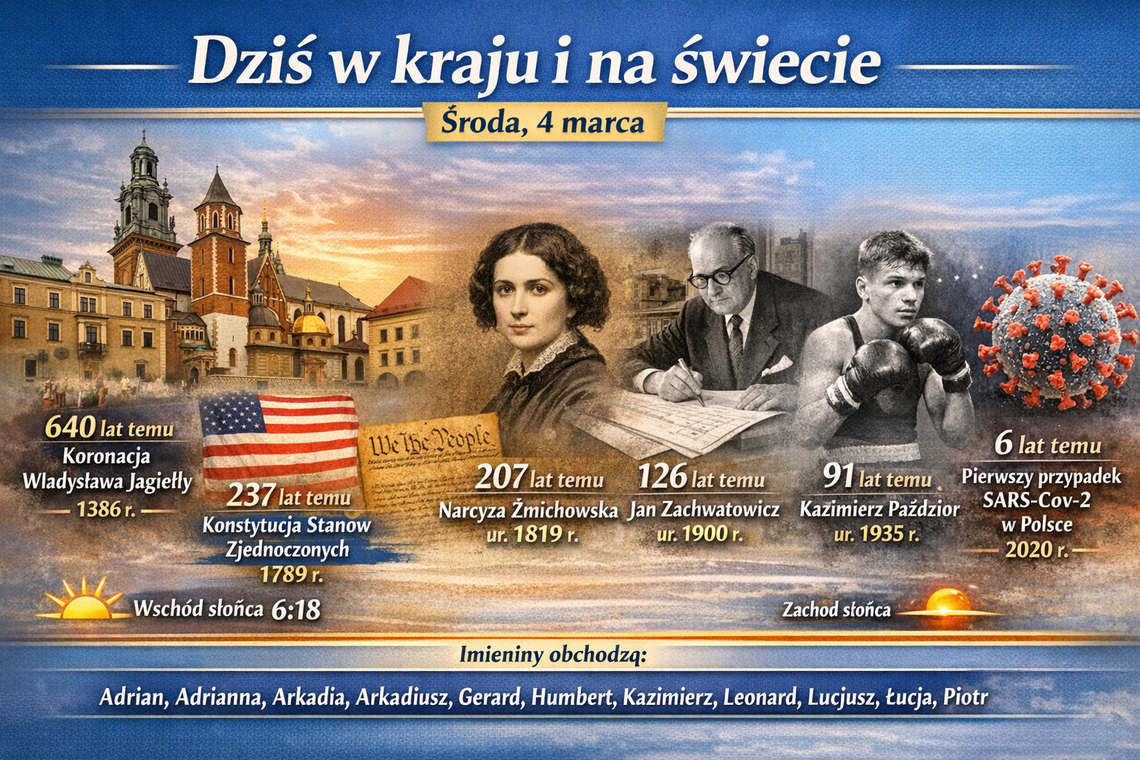 Dziś w kraju i na świecie (środa, 4 marca) Dziś w kraju i na świecie (środa, 4 marca)