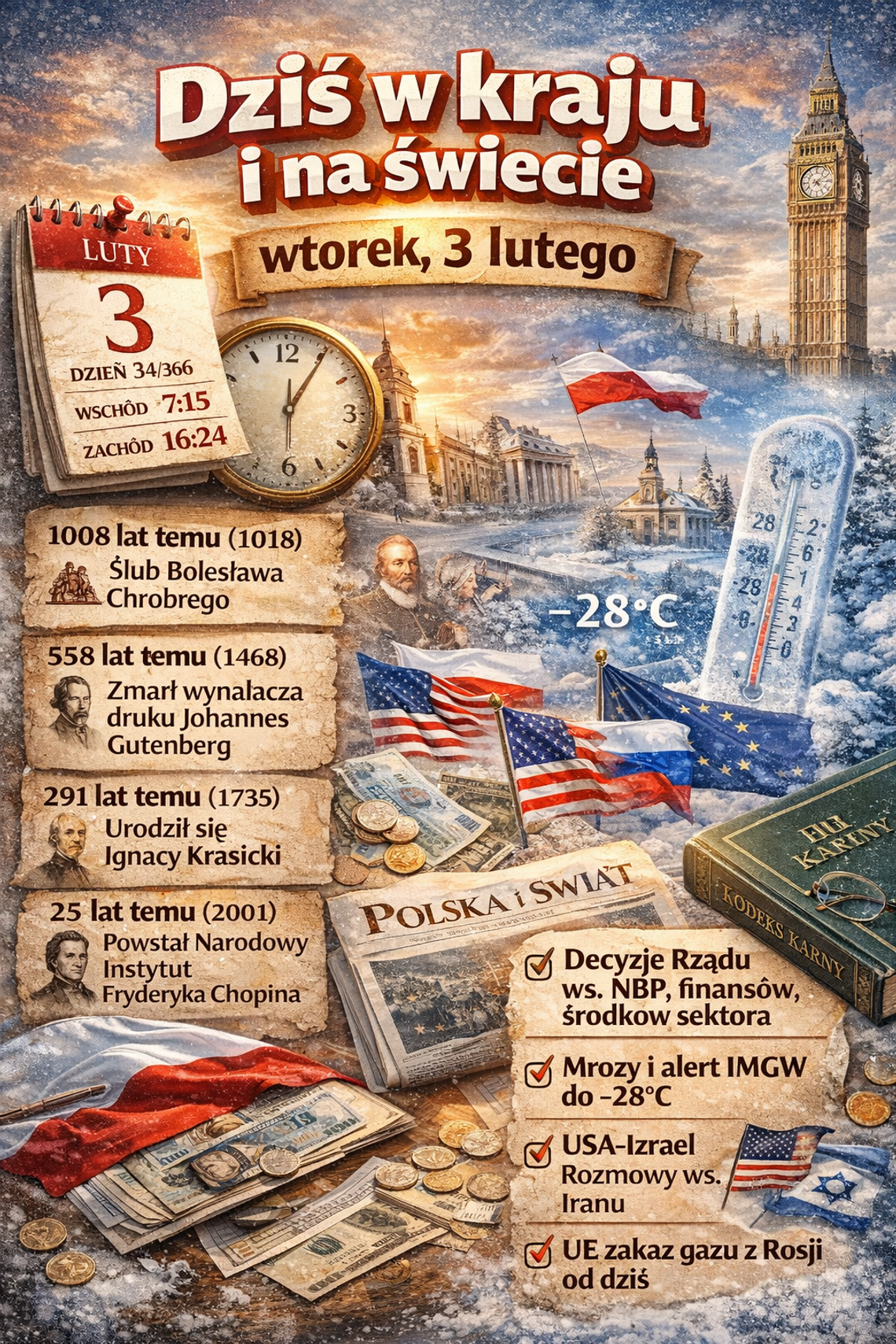 Dziś w kraju i na świecie (wtorek, 3 lutego)