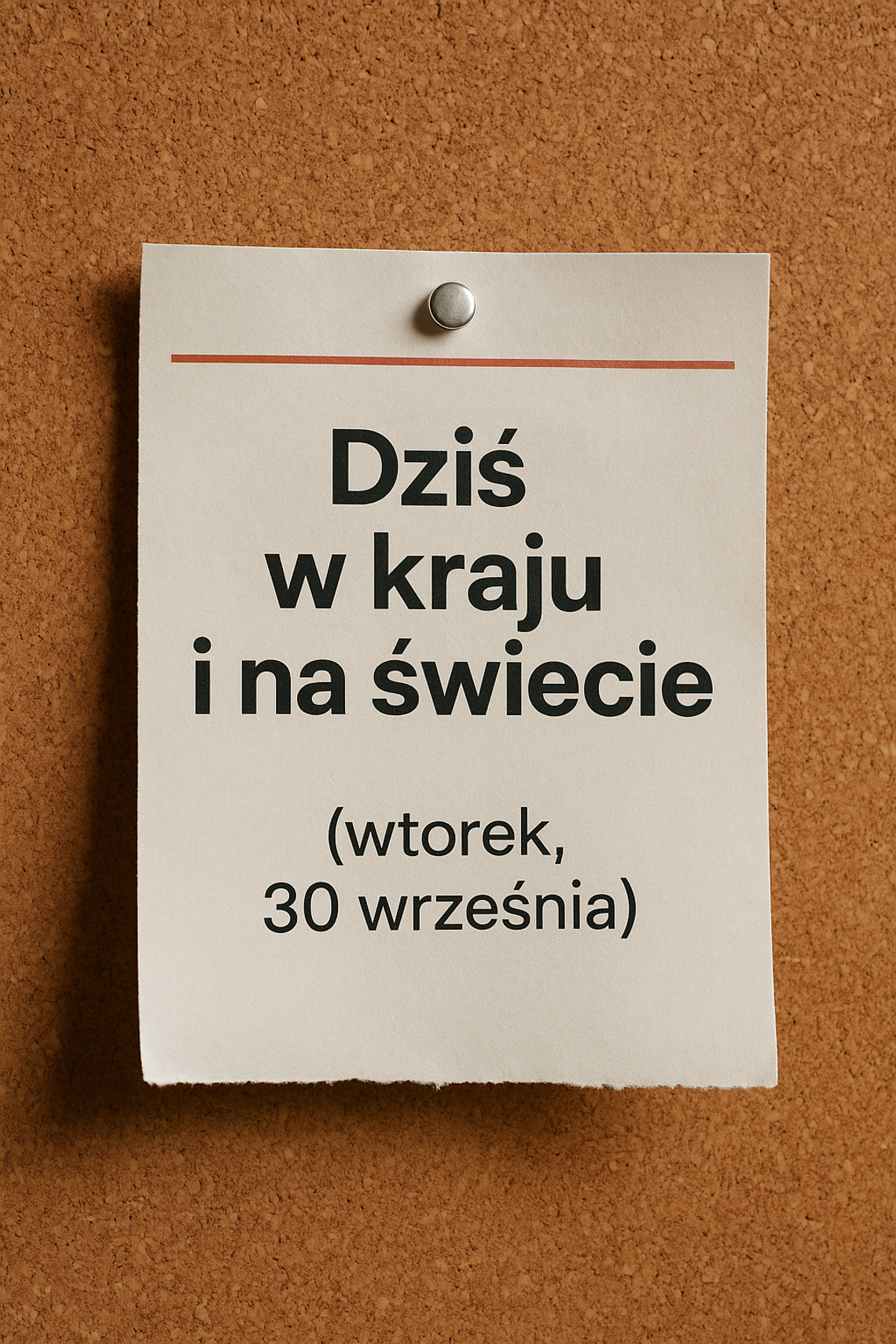 Dziś w kraju i na świecie (wtorek, 30 września)
