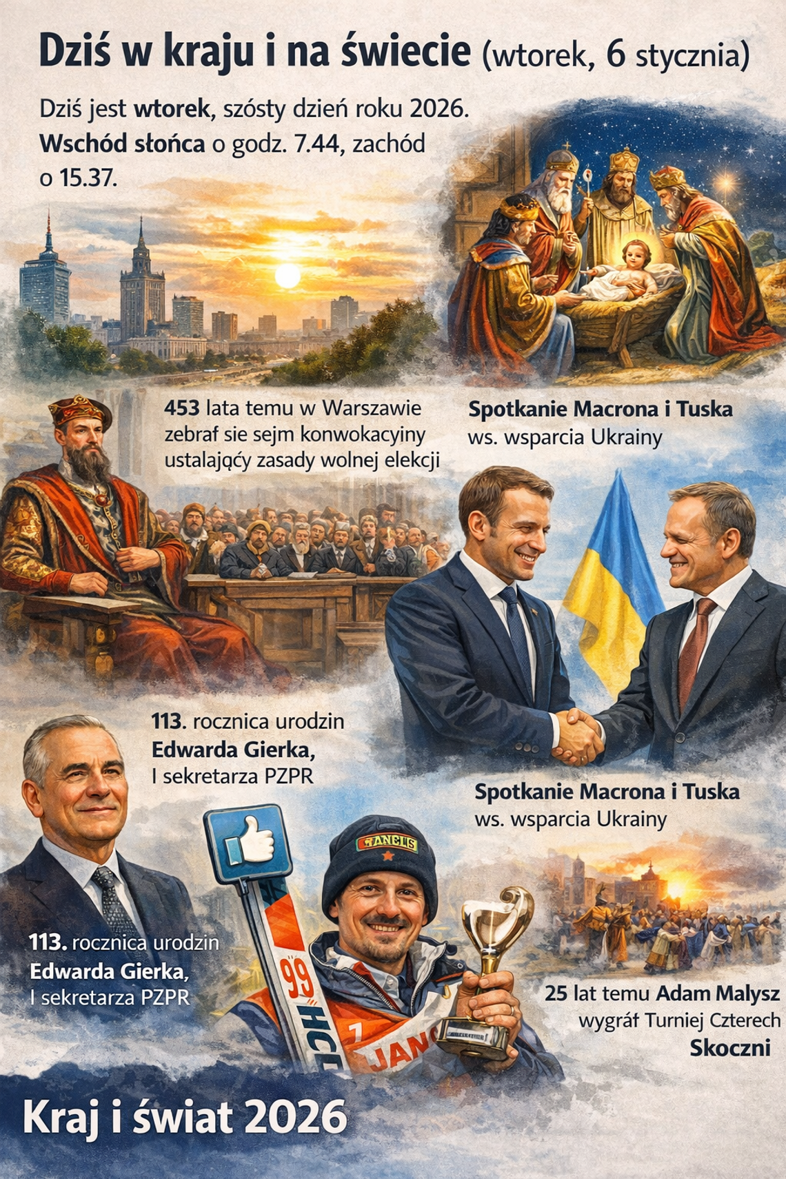 Dziś w kraju i na świecie (wtorek, 6 stycznia) Dziś w kraju i na świecie (wtorek, 6 stycznia)