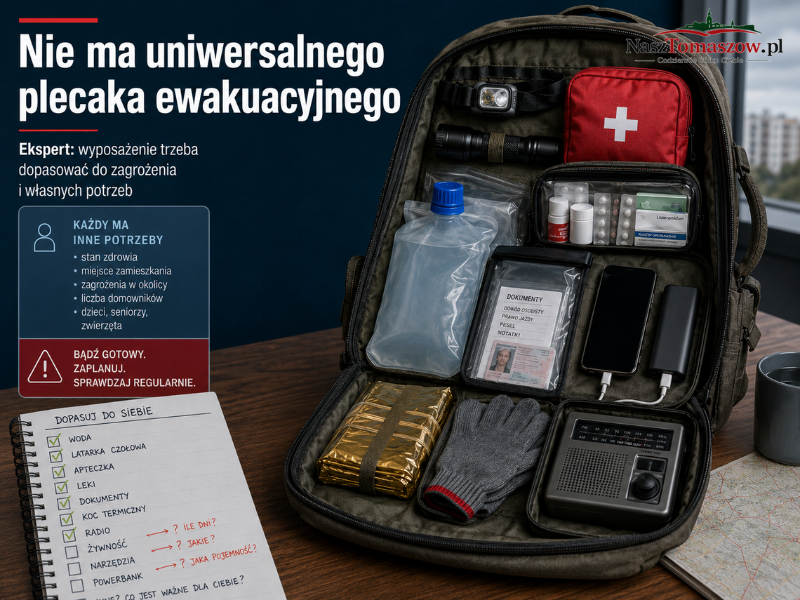 Ekspert: nie ma uniwersalnego plecaka ewakuacyjnego