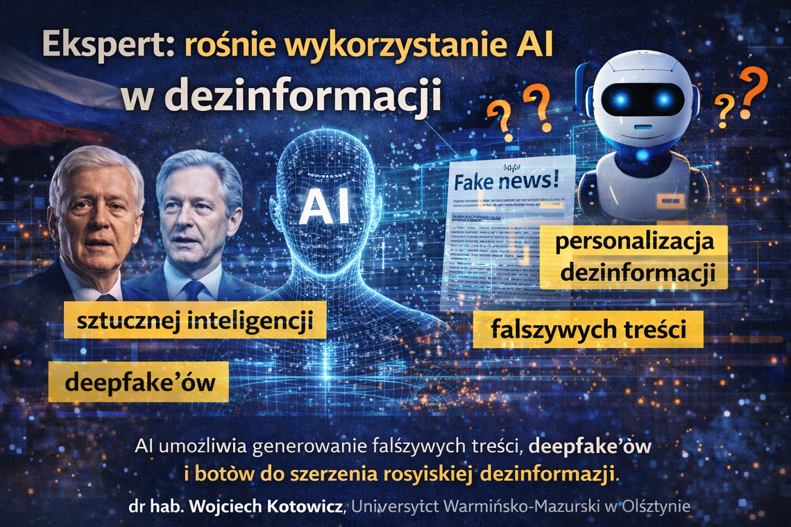 Ekspert: rośnie wykorzystanie AI w dezinformacji Ekspert: rośnie wykorzystanie AI w dezinformacji