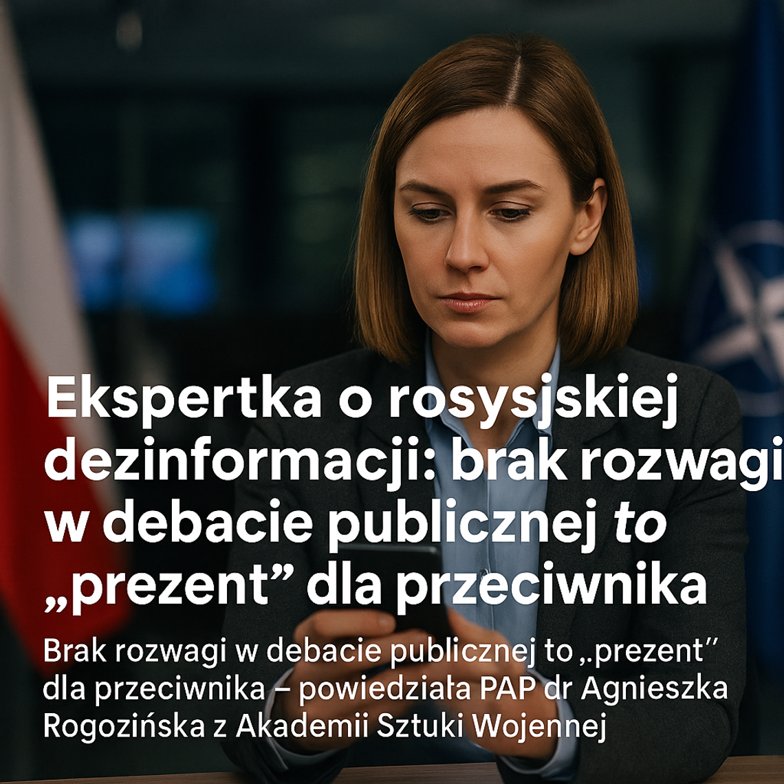 Ekspertka o rosyjskiej dezinformacji: brak rozwagi w debacie publicznej to „prezent” dla przeciwnika