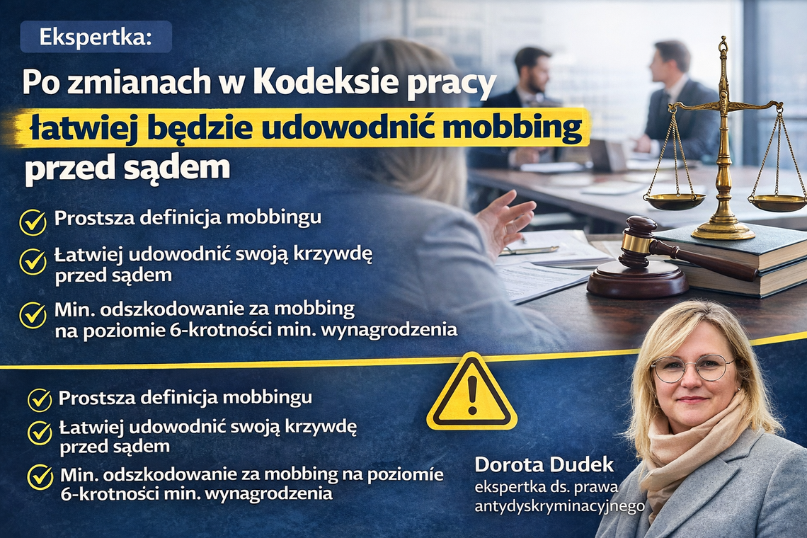 Ekspertka: po zmianach w Kodeksie pracy łatwiej będzie udowodnić mobbing przed sądem
