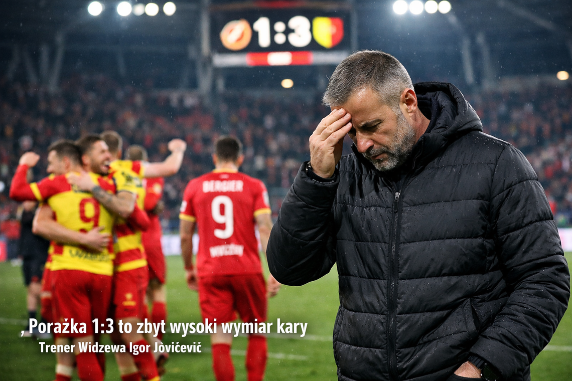 Ekstraklasa piłkarska - trener Widzewa: porażka 1:3 to zbyt wysoki wymiar kary