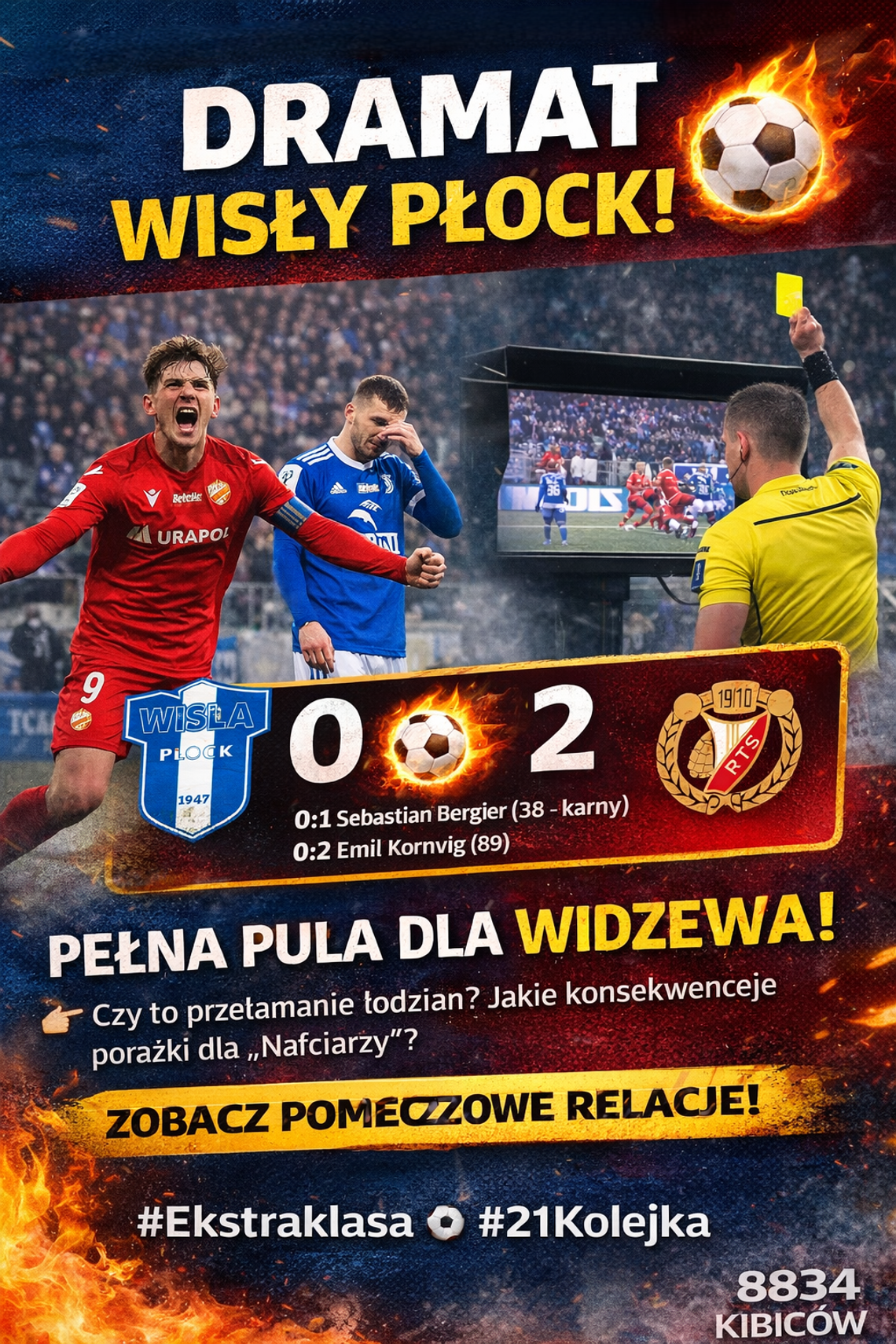 Ekstraklasa piłkarska – Wisła Płock – Widzew Łódź 0:2