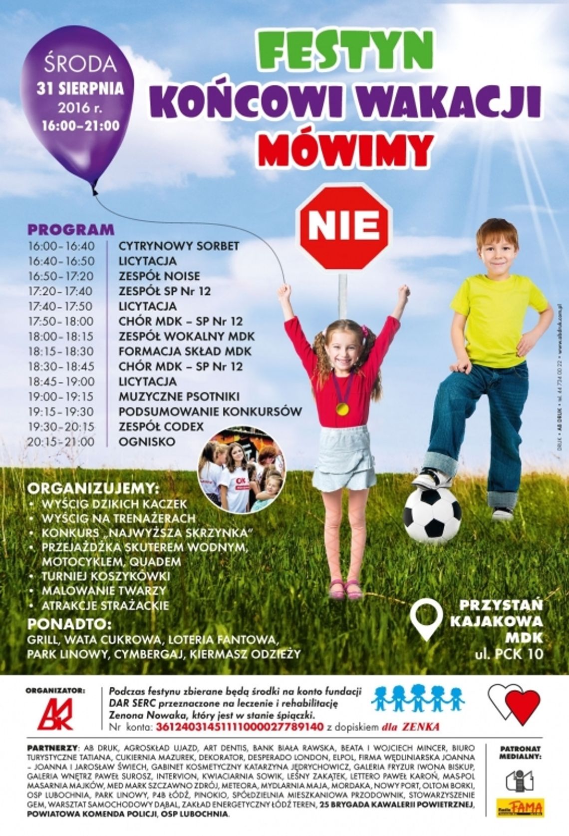 Festyn „Końcowi wakacji mówimy NIE” w Tomaszowie. Koncerty, atrakcje i zbiórka dla Zenona Nowaka