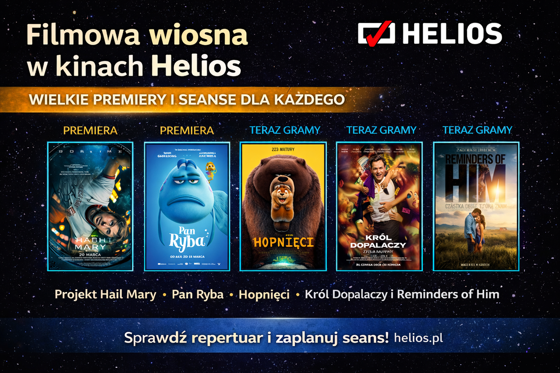 Filmowa wiosna w kinach Helios. Wielkie premiery, hity i seanse specjalne dla każdego
