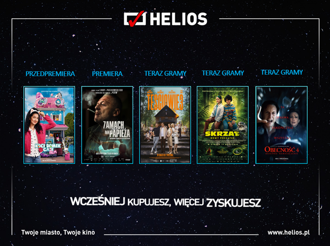 Filmowy początek jesieni w Heliosie. Premiery, przedpremiery i nocne maratony
