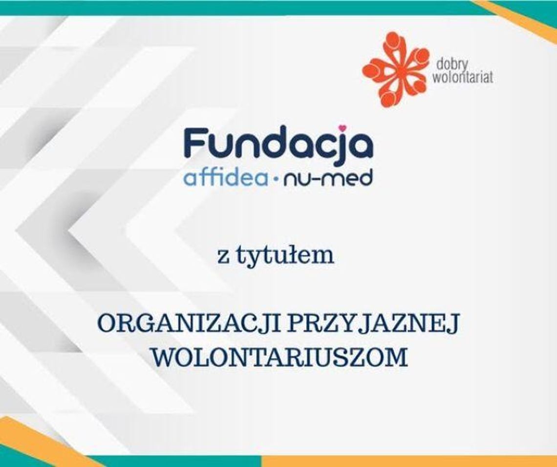 Fundacja Nu-Med otrzymała tytuł ORGANIZACJI PRZYJAZNEJ WOLONTARIUSZOM!