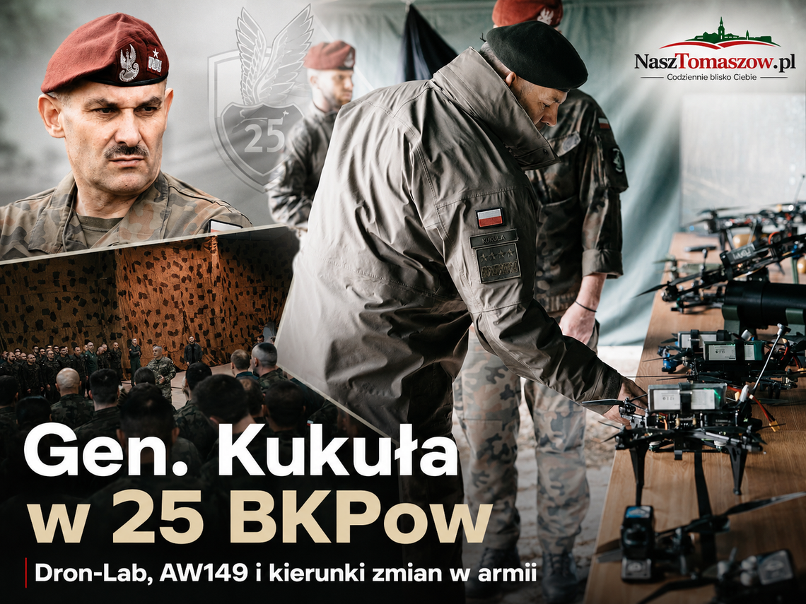 Generał Wiesław Kukuła z wizytą w 25 Brygadzie Kawalerii Powietrznej. Drony, śmigłowce AW149 i przyszłość armii