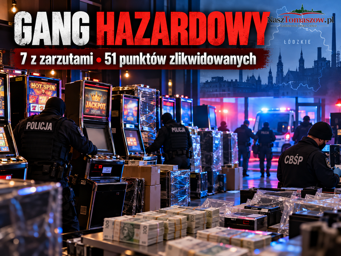 Hazardowa ośmiornica w Łódzkiem. 58 zatrzymanych, 287 automatów i blisko 600 tysięcy złotych