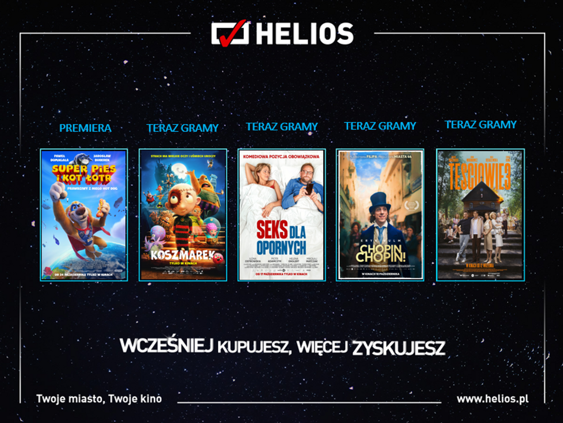 Helios: premiery, maraton Halloween i specjalne wydarzenia — repertuar 24–30 października Helios: premiery, maraton Halloween i specjalne wydarzenia — repertuar 24–30 października