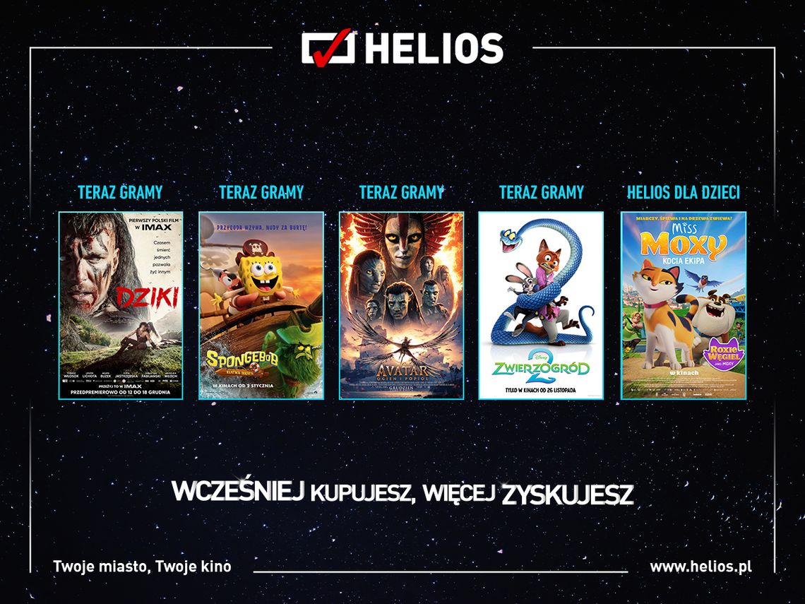 Helios prezentuje styczniowy repertuar. Hity, premiery i wyjątkowe wydarzenia na wielkim ekranie