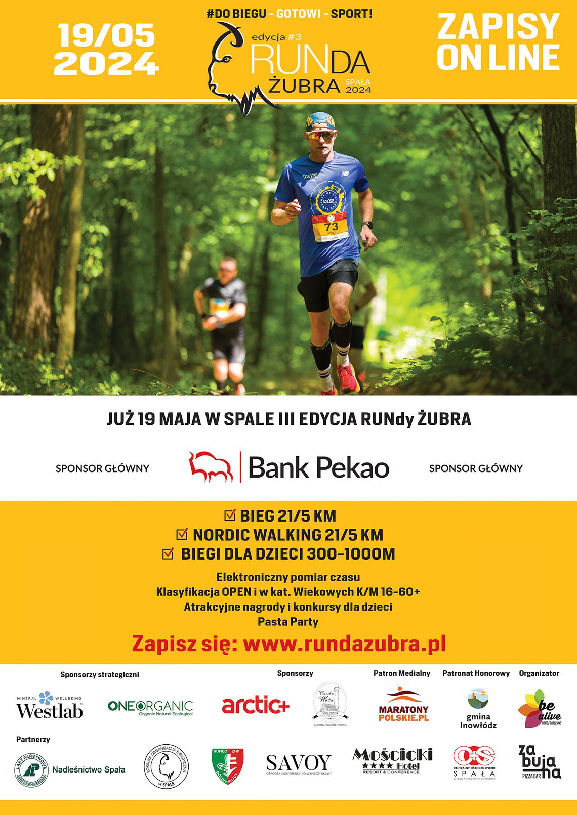 II RUNda Żubra 19.05.2024, Spała - Półmaraton biegowy i Nordic Walking