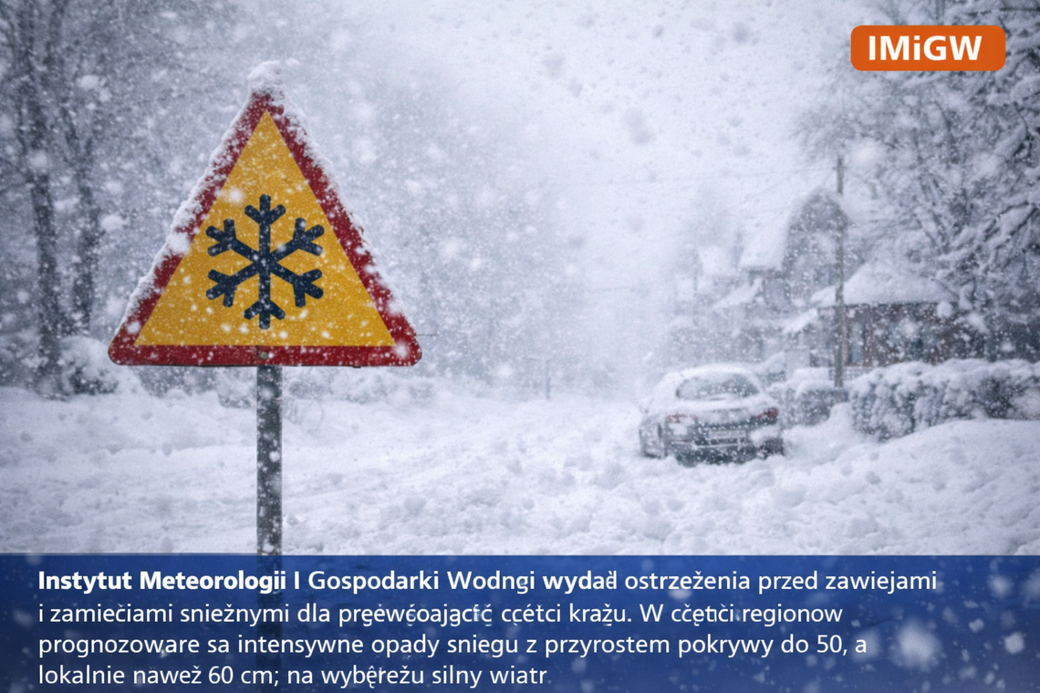 IMGW: zamiecie i zawieje śnieżne w przeważającej części kraju IMGW: zamiecie i zawieje śnieżne w przeważającej części kraju