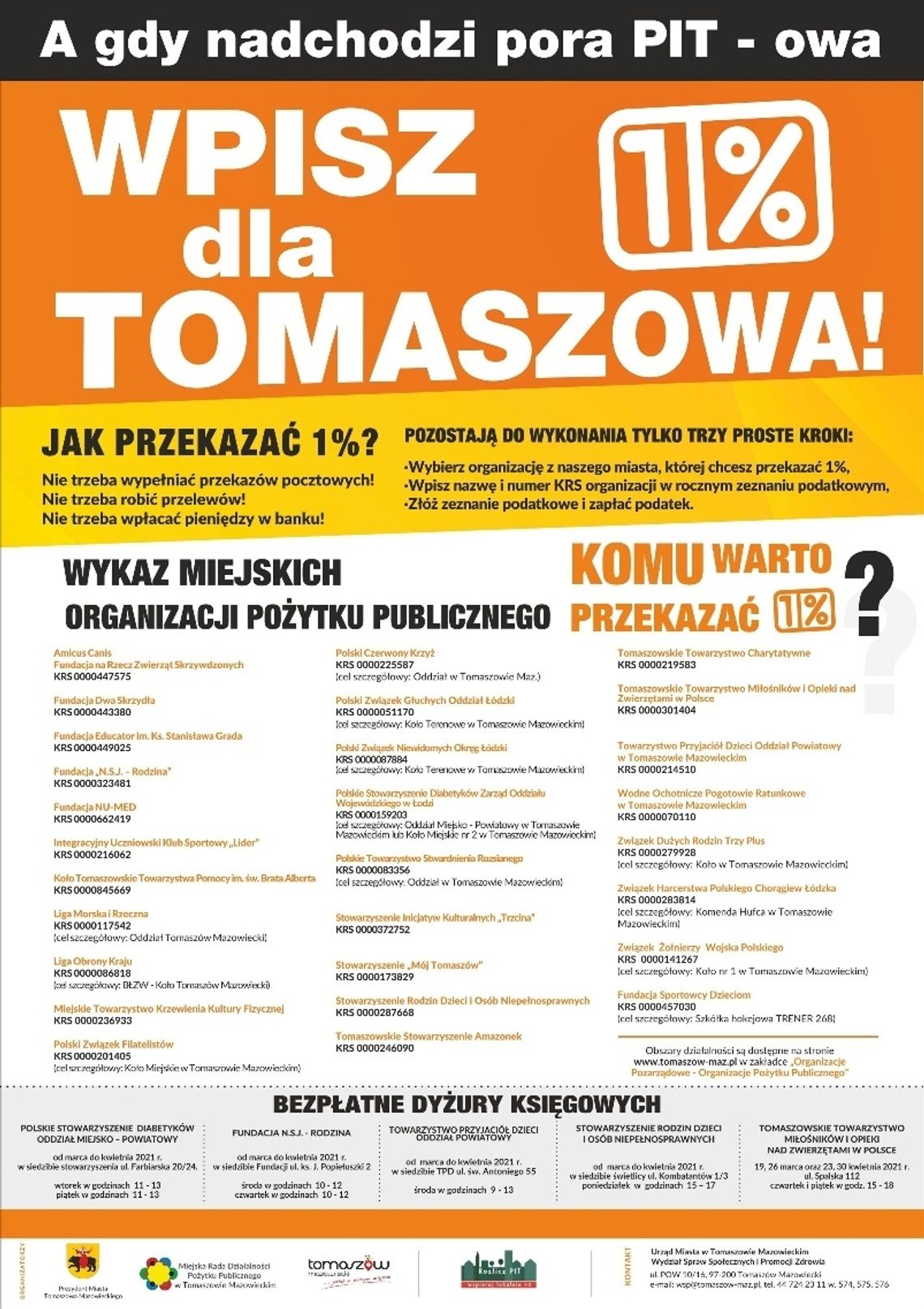 IX edycja kampanii społecznej „A gdy nadchodzi pora PIT-owa, wpisz 1% dla Tomaszowa”