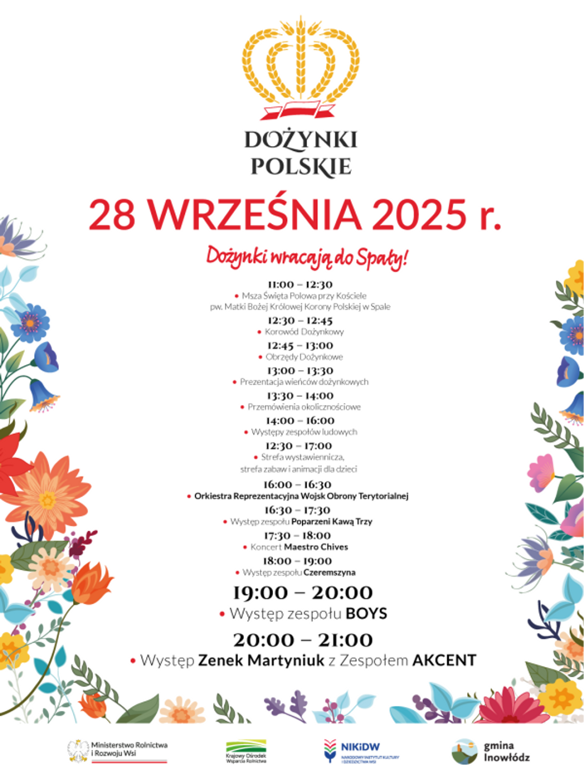 Już w tę niedzielę zapraszamy do Spały na wyjątkowe Dożynki Polskie 2025! Już w tę niedzielę zapraszamy do Spały na wyjątkowe Dożynki Polskie 2025!