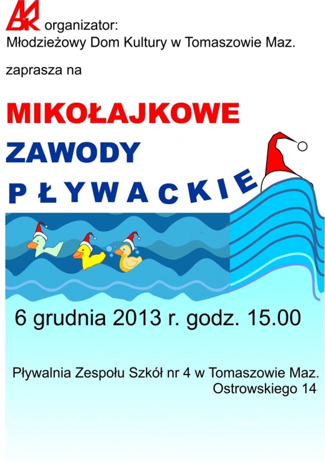 Już wkrótce kolejne Mikołajkowe Zawody Pływackie