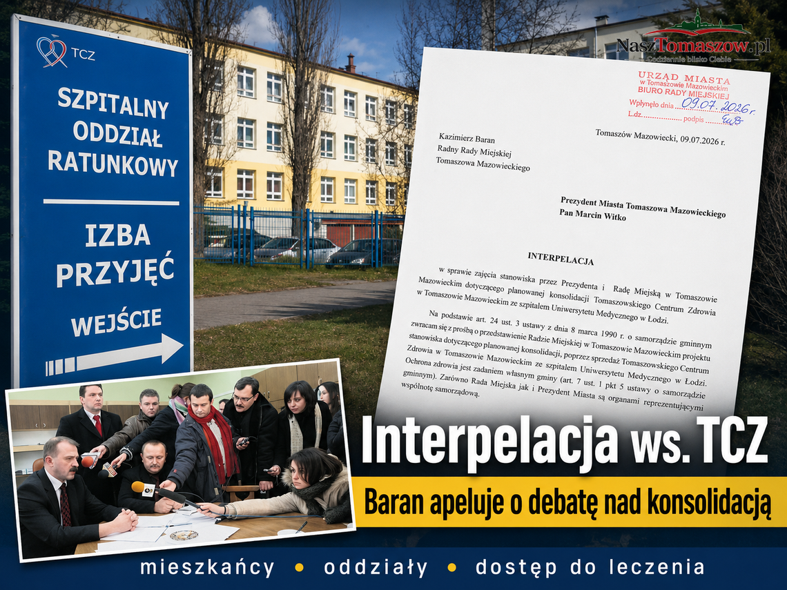 Kazimierz Baran pyta o przyszłość tomaszowskiego szpitala. Chce oficjalnego stanowiska Rady Miejskiej Kazimierz Baran pyta o przyszłość tomaszowskiego szpitala. Chce oficjalnego stanowiska Rady Miejskiej