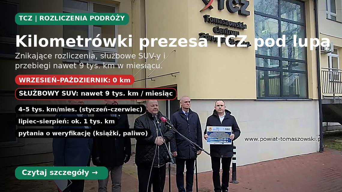 Kilometrówki byłego prezesa TCZ pod lupą. Prywatne auto i służbowe SUV-y