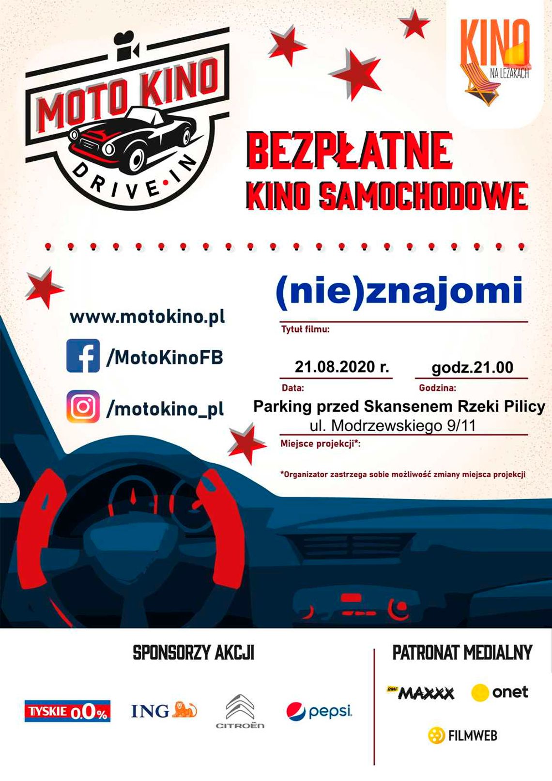 Kino plenerowe przy Skansenie Rzeki Pilicy