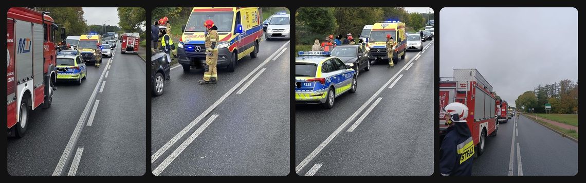 Kolizja osobówki z busem na DW 713 w Sangrodzu. Służby działały na miejscu Kolizja osobówki z busem na DW 713 w Sangrodzu. Służby działały na miejscu