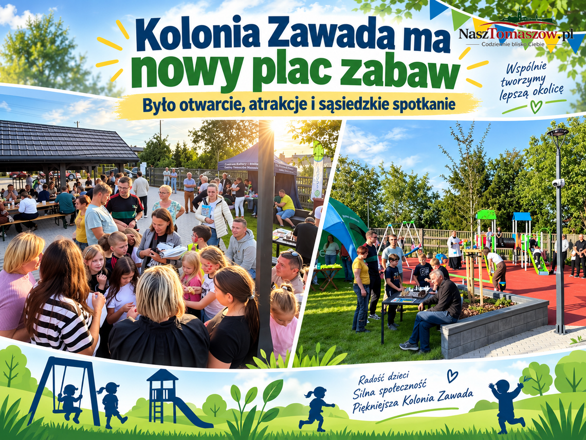 Kolonia Zawada ma nowy plac zabaw. Było otwarcie, atrakcje i sąsiedzkie spotkanie Kolonia Zawada ma nowy plac zabaw. Było otwarcie, atrakcje i sąsiedzkie spotkanie