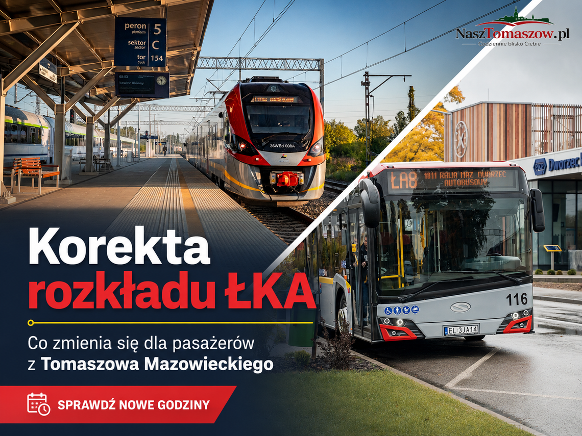 Korekta rozkładu ŁKA. Co zmienia się dla pasażerów z Tomaszowa Mazowieckiego Korekta rozkładu ŁKA. Co zmienia się dla pasażerów z Tomaszowa Mazowieckiego