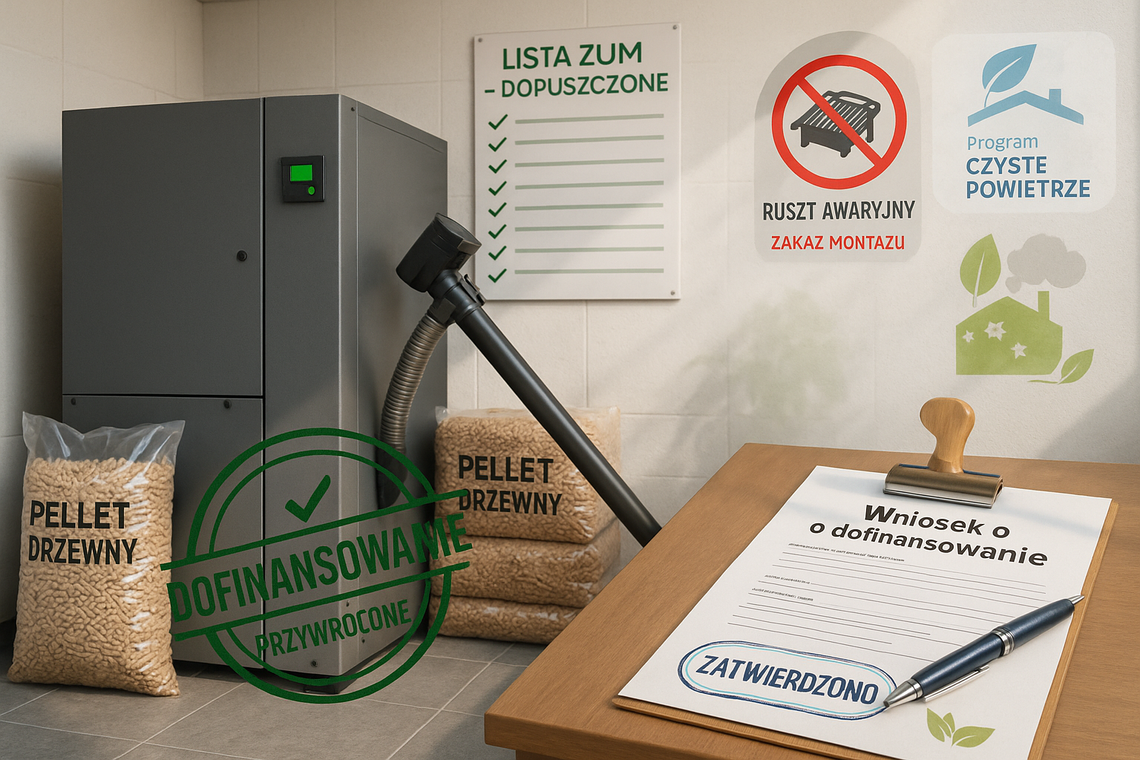 Kotły na pellet ponownie na liście zielonych urządzeń; można składać wnioski o dofinansowanie