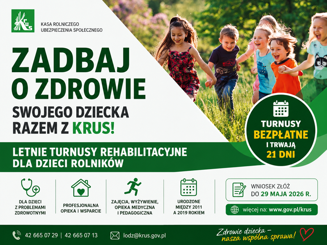 KRUS zaprasza na bezpłatne letnie turnusy rehabilitacyjne dla dzieci rolników