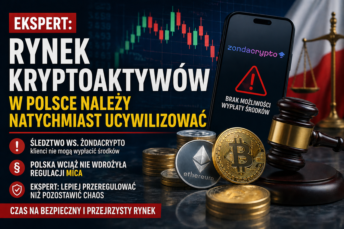 Kryptowaluty bez kontroli? Ekspert bije na alarm: „ten rynek trzeba natychmiast ucywilizować”