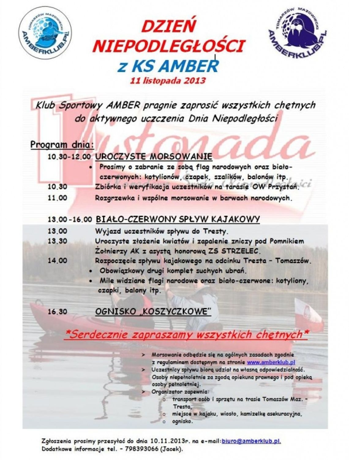 KS Amber zaprasza na nietypowe świętowania Święta Niepodległości