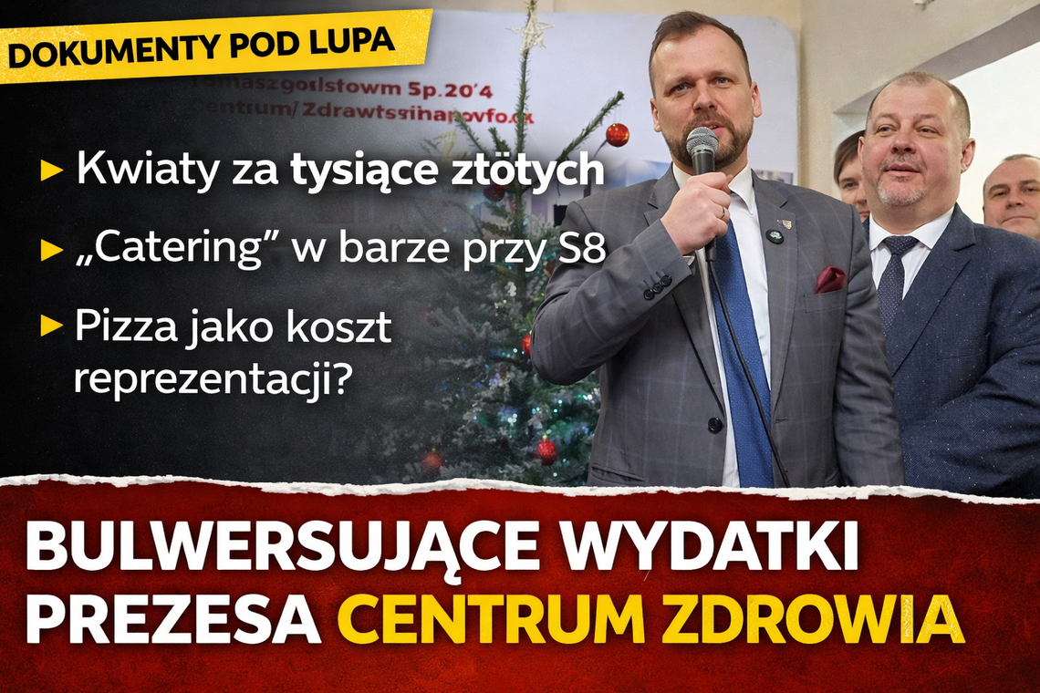 Kwiaty, pizza i „catering” przy S8. Tak wyglądała reprezentacja w Tomaszowskim Centrum Zdrowia