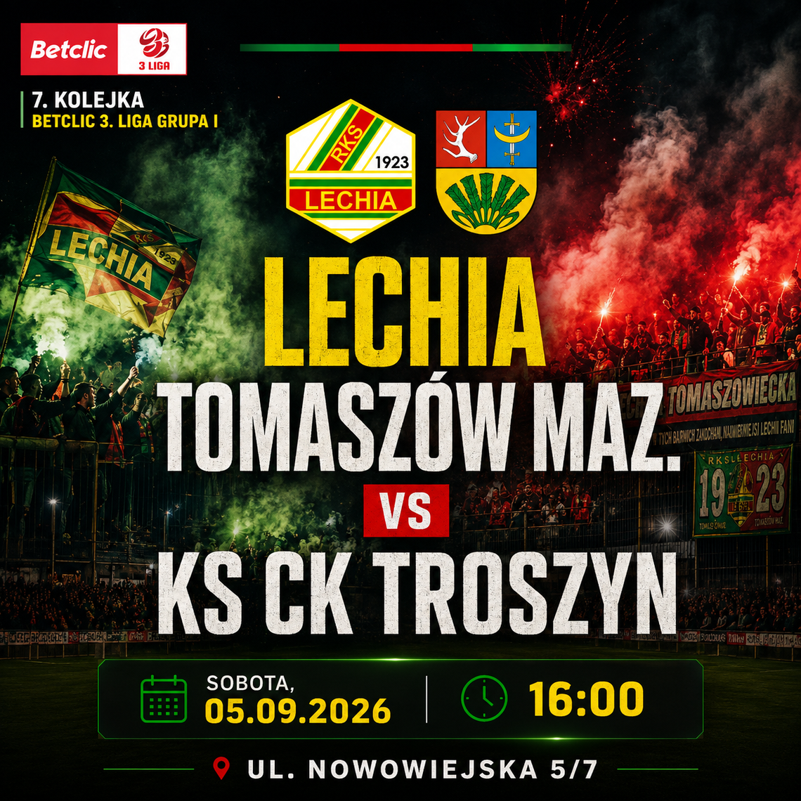 Lechia podejmie KS CK Troszyn. Czeka ją trudny mecz z beniaminkiem III ligi, który przeszedł kadrową rewolucję