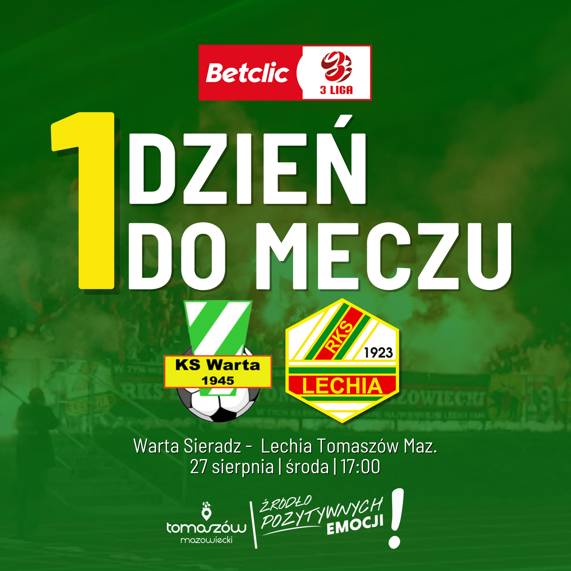Lechia Tomaszów Mazowiecki zagra z Wartą Sieradz w środowym meczu ligowym
